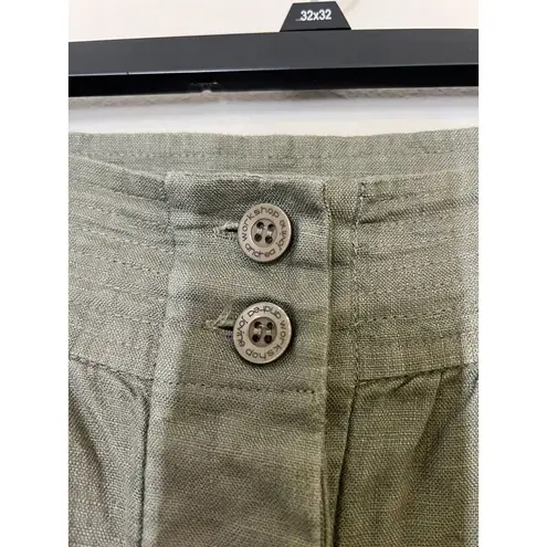 Andrea Jovine Workshop Army Green Linen Skirt Womens Sz 12 Button Up Coastal