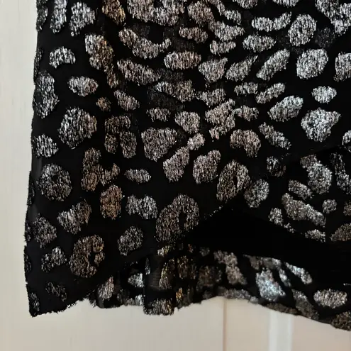IRO Paris Black Metallic Silver Brocade Animal Print Mini Skirt Size 36 Glitter