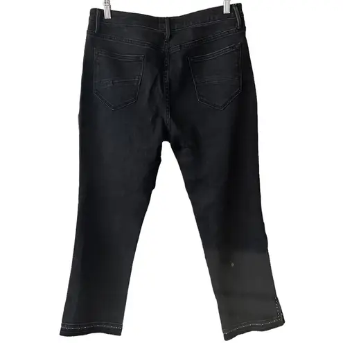 Driftwood Amelia High Rise Straight Crop Black Studded Raw Hem Jeans