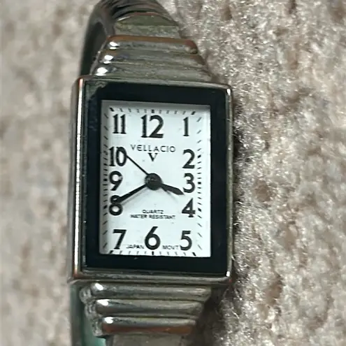 Vellacio women’s vintage silver/black zebra print bangle bracelet watch one size Silver