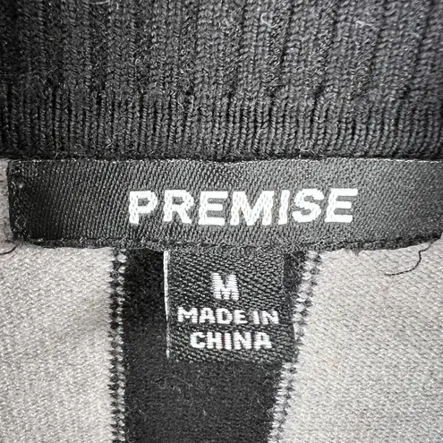 Premise Sleeveless Sweater Top Gray Mock Neck Keyhole Black Trim Medium