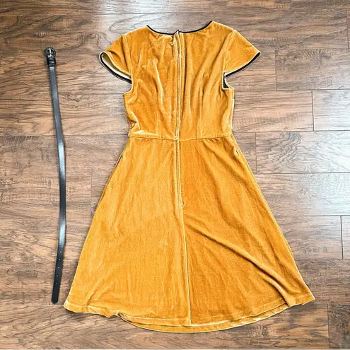Modcloth  • Mystery Master Dress fit & flare keyhole gold velvet velour stretch