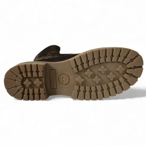 Timberland NWOT  Black Leather Red Satin Gold Detail Lace Up Boots Size 6