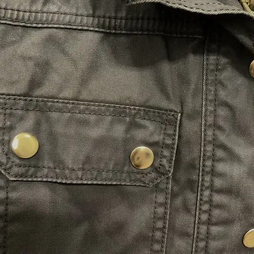 J. Crew Downtown Field Jacket Sz Med Petite Waxed Cotton Mossy Brown