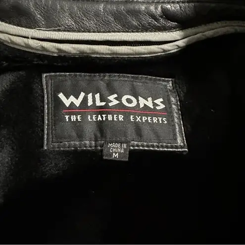 wilson's leather Vintage 90s Black Genuine Leather Jacket Coat Size M