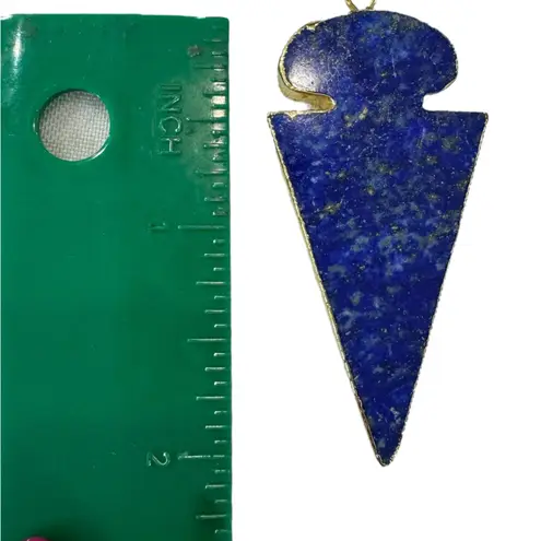 HONEY Blue Lapis Lazuli Stone Arrowhead Pendant gold tone necklace