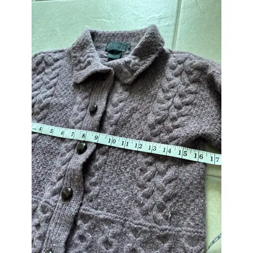 Vintage Sweater Womens Small Purple Wool Cable Knit England Nautical Preppy