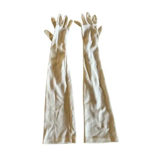 Vintage 1950s–60s White Opera Gloves with Pearl Buttons Size Small