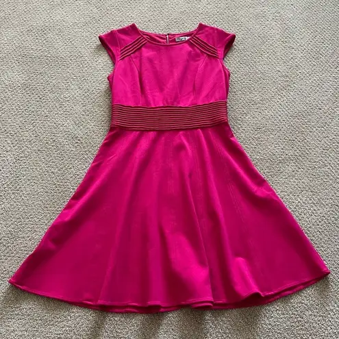 Eliza J Pintucked Waist Seamed Ponte Knit Fit & Flare Dress