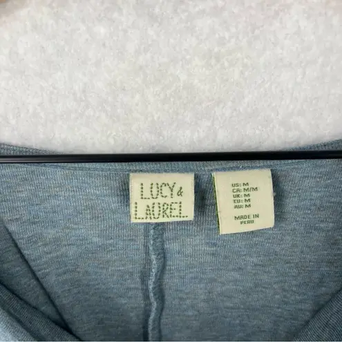 Lucy & Laurel Blue Slub Knit Dolman Sleeve Boxy Cowl
Neck Top