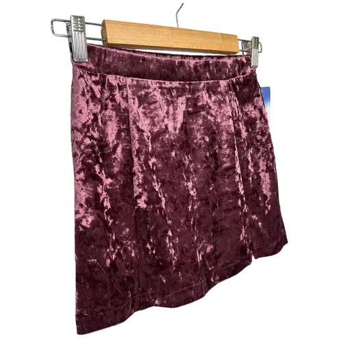 Abound New Nordstrom  Crushed Velvet Velour Mini Retro 90s Y2K Skirt Burgundy XS