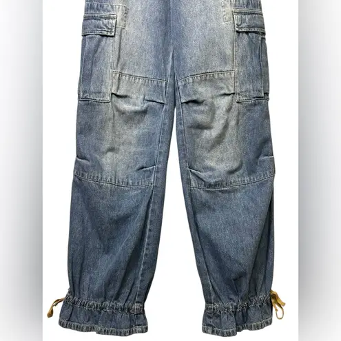 Newport News Vintage 90’s Y2k Cargo Paper Bag Utility Tie Adjustable Barrel Wide Jeans Sz6