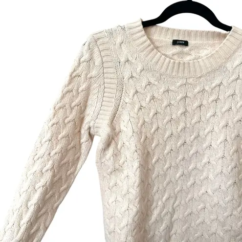 J.Crew  Honeycomb‎ Cable Knit Crewneck Sweater White Small