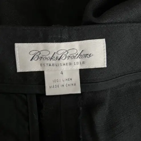 Brooks Brothers Pants Women 4 Black Linen Dress Pants Business Office Minimalist