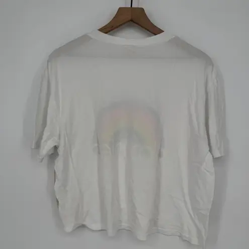 Bloomies Rainbow Graphic T Shirt Women's M Medium White Colorful Cute Tee