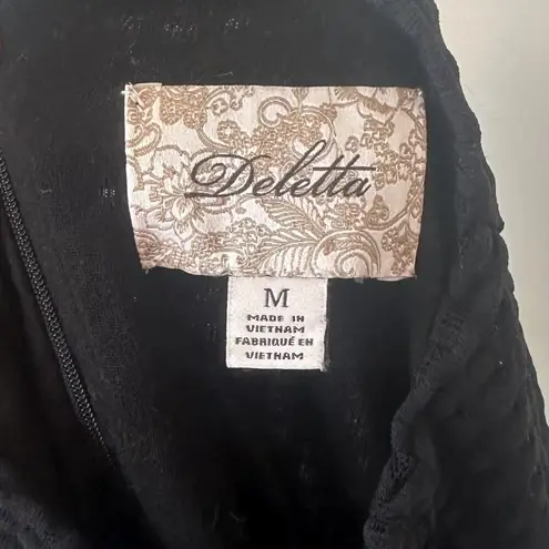 Deletta Black High Neck and Sleeveless A-Line Mini Dress - Size: Medium