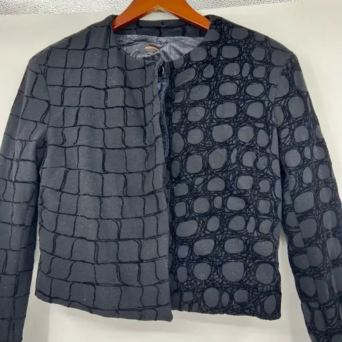 Missoni black contrast pattern cropped jacket circles squares 97% wool 42/ US 6