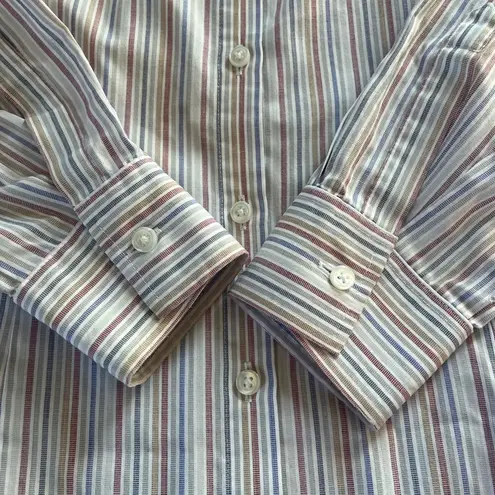 Orvis Cream and Tan Fitted Button Down Shirt with Dress Shirt Collar