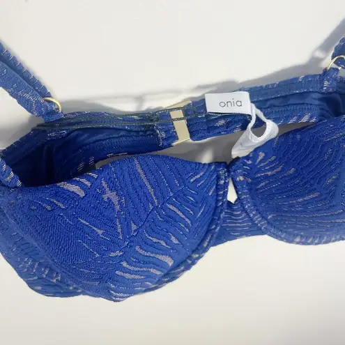 ONIA Womens Dalia Textured Bikini Top Blue Size Medium New