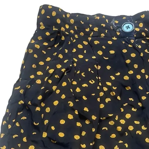 Claude Womens Small Vintage 1990s Black Yellow Polka Dot High Rise Flowy Shorts