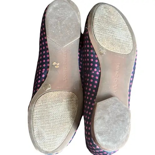 Arturo Chiang  Beatrixx Dot Flats 7 Navy & Pink Round Toe Shoes