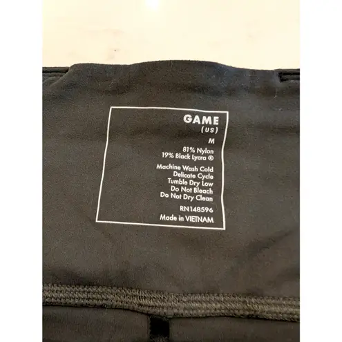 GAME Gray Athletic Bike Shorts Black Lycra Side Pockets Size M Stretch Active Size M