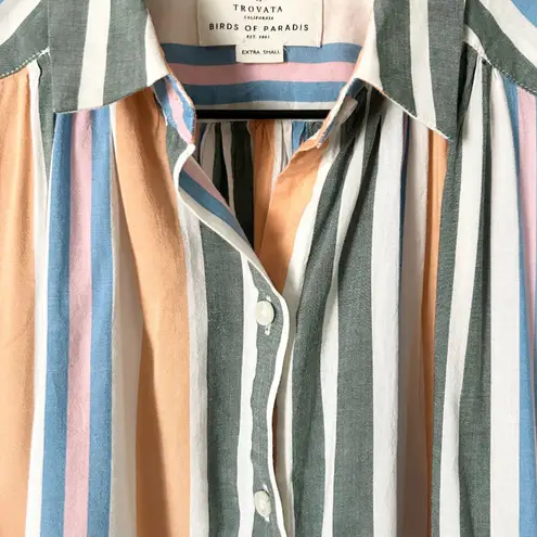 Trovata Birds of Paradis Della Button Down Shirt in Antibbes Stripe Size XS