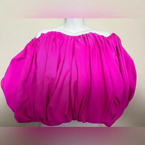 Acler AUS Franklin Magenta Off the Shoulder Pleated Bubble Top AU Fashion Week 4 Pink
