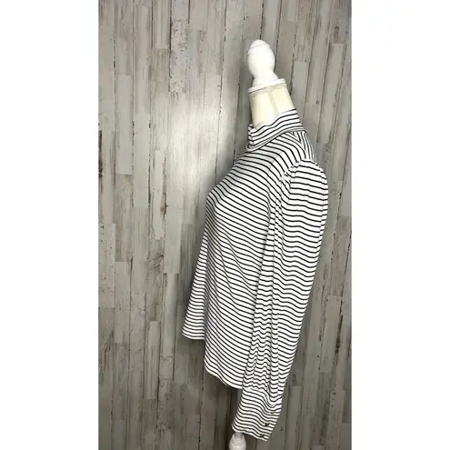 Draper James RSVP Women's Striped Mock Turtleneck Shirt White Large