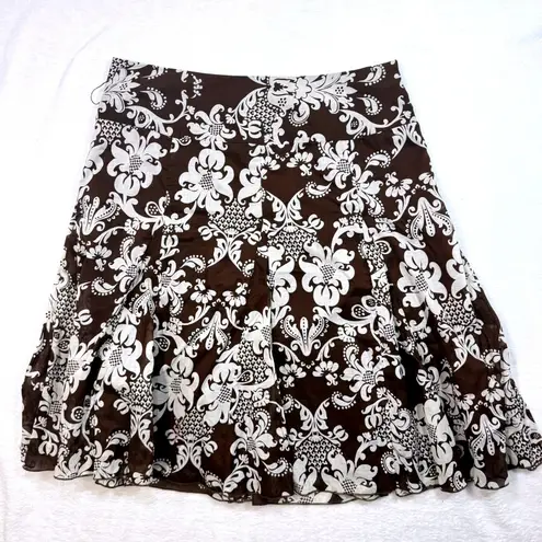 Apt. 9  12 Midi Skirt Brown‎ Floral A-Line Cottagecore Summer Y2K Paisley Garden