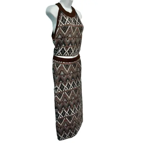 Mother Brown Midnight Walk Lone Star Halter Crop Top Sweater Skirt Set S NEW Tag