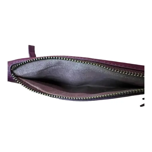 Joy Susan Chloe Purple vegan Leather Wristlet Clutch multi zip pockets wallet