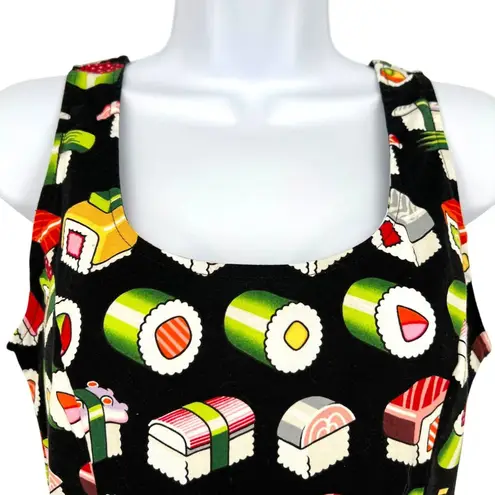 Retrolicious ModCloth Bento Box Sushi Print Sleeveless Dress Black Size Small