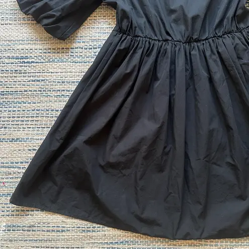 Madewell NWT  Poplin Crewneck Bubble-Sleeve Mini Dress in True Black Size 8