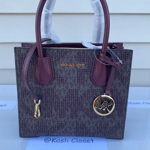 Michael Kors Merlot Mercer Messenger Bag Medium Satchel Purse