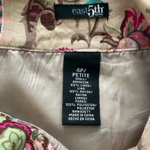 East 5th linen blend paisley floral midi skirt with pockets neutral