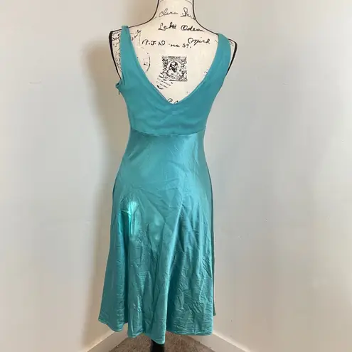 Antonio Melani  Teal Silk Slip Dress Beaded Empire Waist Size 6