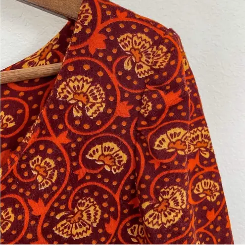 Vintage Mister Robert Paisley Patchwork Maxi Dress Long Sleeve Boho Chic Medium Red