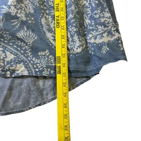 Laurie Felt Duster Cardigan Women's XS Blue White Floral Paisley Tencel Lyocell