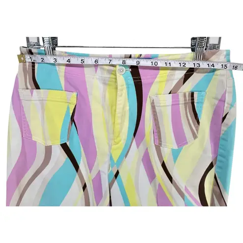 Escada Sport Capri Pants M Multicolor Rainbow Retro Waves Maximalist Eclectic White Size M