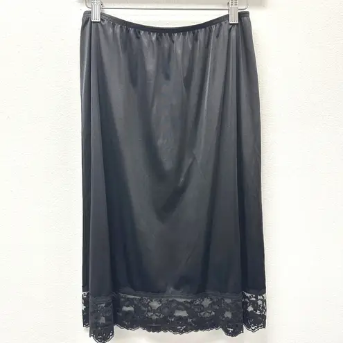 Unbranded Lace Trim Knee Length Slip Skirt Black Size M Size M