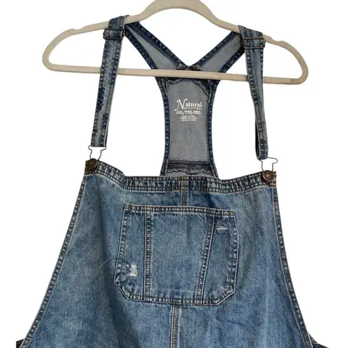 Natural Reflections Womens  Stretchy Distressed Denim Overall Shorts Size XXL