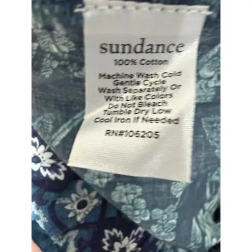 Sundance Floral Print Capri Cropped Pants Petite XL Size Drawstring Blue Casual