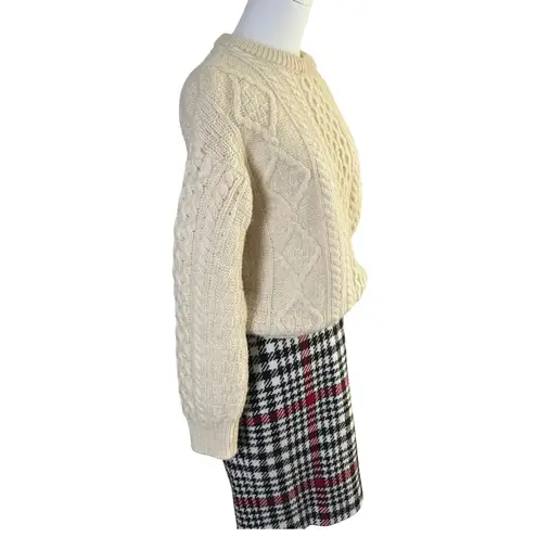 Talbots Preppy Plaid Wool Pencil Skirt Red Black Houndstooth  Women 8