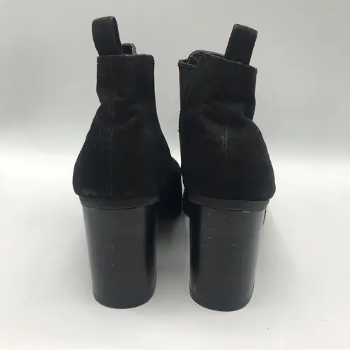 American Eagle  Black Faux Suede Block Chunky Heel Bootie Boot size 10