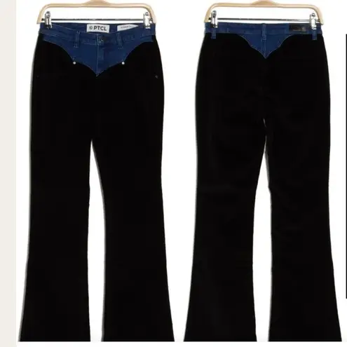 PTCL Western Denim & Corduroy Flared High Rise Pants size 28 Blue Black