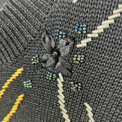 Norton Mcnaughton Vintage beaded floral mock-neck sweater size medium