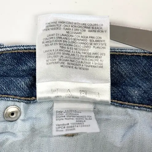 Jones New York Women Jeans Size 20W Soho Slim Ankle Denim Classic Clean Girl Blue