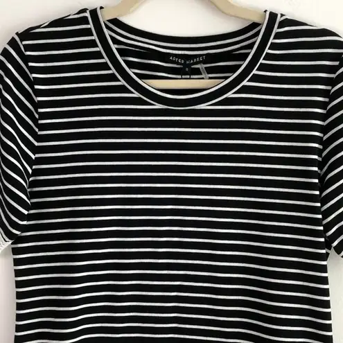 After Market New Lace Trim Short Sleeve Striped T-Shirt Black White