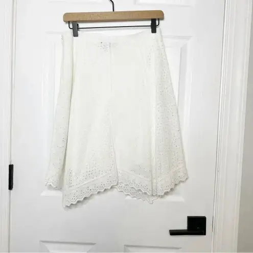 RALPH LAUREN White Eyelet Asymmetrical Hem Handkerchief Hem Size 4Petite Preppy